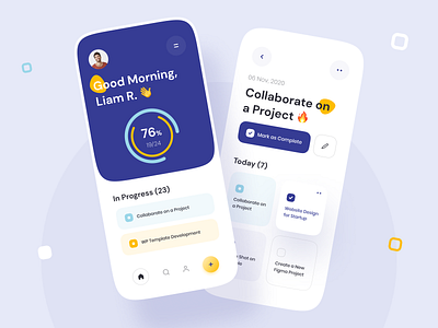 Task Management App app app design design digital design interface ios ios app design light theme minimal mobile app mobile app design progress purple task app task management trend ui ui design ux ux design