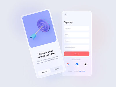 Sign Up App UI appui cleanui figma figmaui glassmorph glassui ios iosui iphoneui login morph register registration signup singin ui uiux