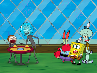 part 2 adventure animation cartoon comedy fanart fun funny illustration movie patrick procreate rick and morty spongebob squidward