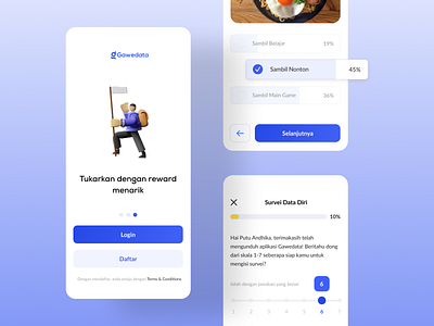 Gawedata - Survey & Assessment App 3d assessment coupon design graphic design quiz reward shots survei survey test trending ui ux