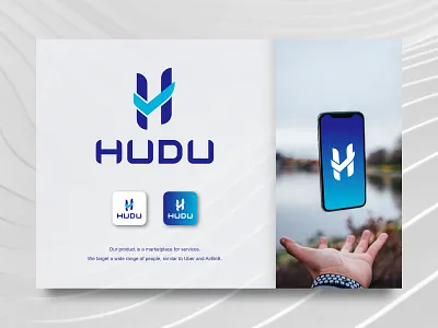 HUDU logo Concept app brand clean flat graphic design icon illustration logo tech technology uber ui vector