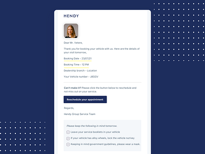 Emailer UX copywriting email reschedule ui uxwriting