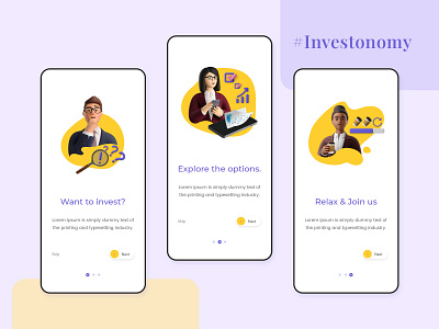 Investonomy - App intro screen app ui clean crypto app dribbble free free pad freebie psd intro app invest ui