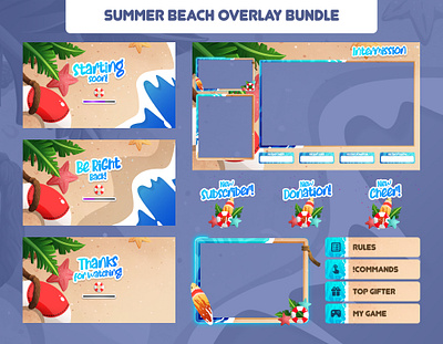 Summer Beach – Twitch Overlay after effect beach design gaming overlay summer twitch