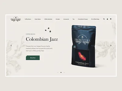 Iron & Fire - Homepage Concept authentic beans clean coffee design e commerce homepage modern new product ui ux web