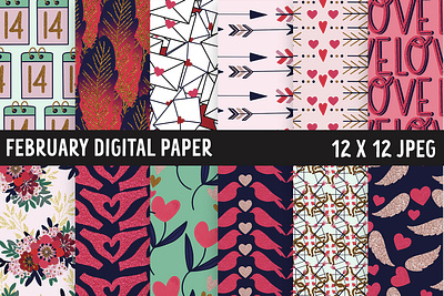 Valentines Digital Paper valentines seamless pattern