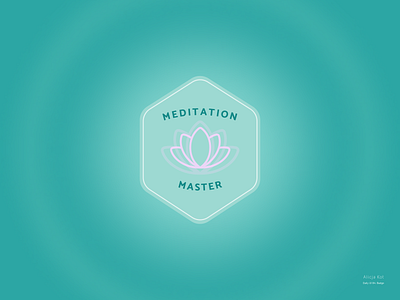 Daily UI #84: Badge award badge blue dailyui dailyuichallenge day 84 graphic design hexagonal illustration lotus flower meditation mobile design pink prize shape turquoise ui uiux web design yoga