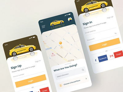 Book Ride UI kit booking booking app branding cab car booking concept design illustration location app logo map mobile ride ride sharing travel trip planer ui ux virtual reality