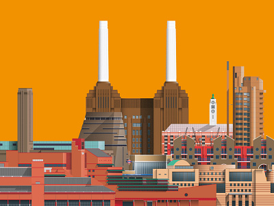 London Brick Architecture Cityscape architecture artdeco battersea brutalism brutalist building cityscape design illustration landscape london skyscraper southbank southwark tate modern