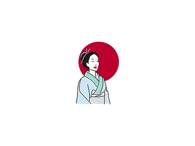 japanese woman logo beautiful woman circle design illustration japan japanese kimono logo red circle simple woman