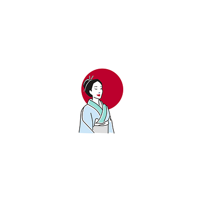 japanese woman logo beautiful woman circle design illustration japan japanese kimono logo red circle simple woman