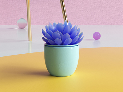 Succulent 3d art c4d cinema4d colorful design illustration motion graphics octane plant render