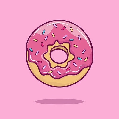 Donut isolated on a pink background. drawing