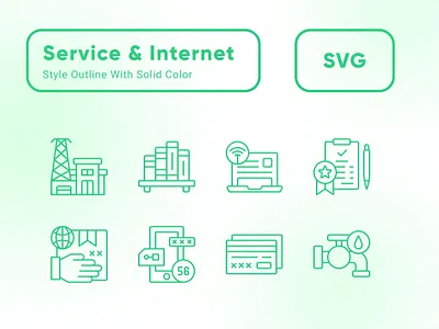 Outline icon set with Green Color theme design flat icon graphic design green icon icon icon set illustration logo outline icon ui ux vector web design