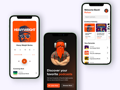 Podcast App UI android app app app design audio player ios app ios design music app music app design player podcast app ui design ui ux design
