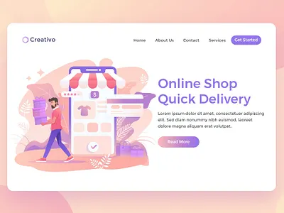 Online Shopping app blog builder design fast fast delivery hosting html illustration landing online shooping service shop shopping ui ui design ux ux design web website