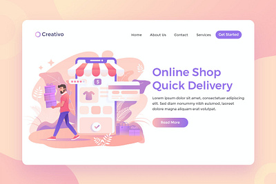 Online Shopping app blog builder design fast fast delivery hosting html illustration landing online shooping service shop shopping ui ui design ux ux design web website