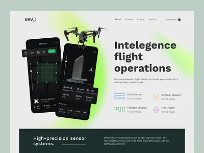 Drone Mapping App Landing Page drone fireart fireart studio gradients landing scan ui ux