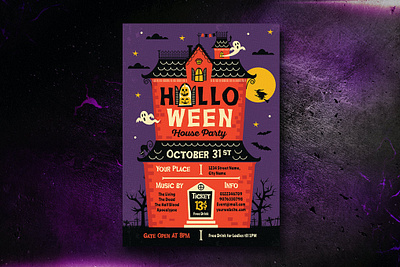 Halloween Party Flyer 7 catalog clean flyer fyler template ghost halloween halloween flyer halloween party halloween party flyer illustration poster design poster template posters print printable pumpkin retro scary template vintage