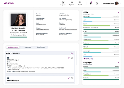 Personal profile view design profile profile view skills ui ui design ux web app