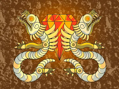 Totem 02 aztec cursed dragon gold idol illustration jewel ruby serpent statue texture totem