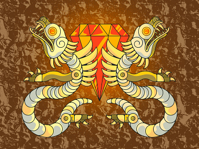 Totem 02 aztec cursed dragon gold idol illustration jewel ruby serpent statue texture totem