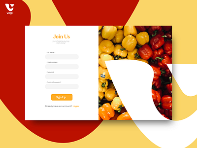 Vegi Sign Up Page sign up ui design uiux design web design