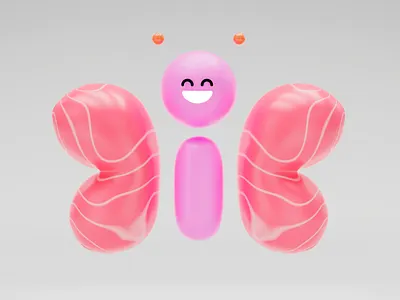 PomPom 3d 3dartist butterfly character color concept education flying fun insect mix pink render t pose texture