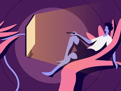 OTT Platform - Blog illustration adobe illustrator character chilling graphic design illustration illustrator movies ott tv video watching weekend