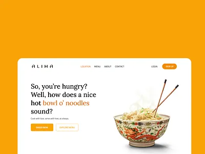 ALIMA - Hero Section food hero section landing page restaurant ui website yellow