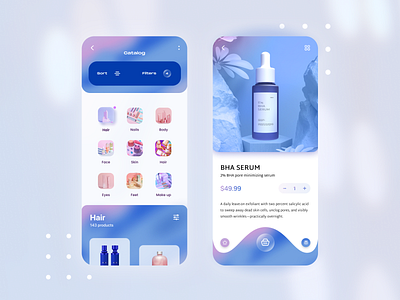 Beauty App Design app design application beauty best design catalog cosmetics design ecommerce fashion femine glass medical app product qclay shopping app skin skin care