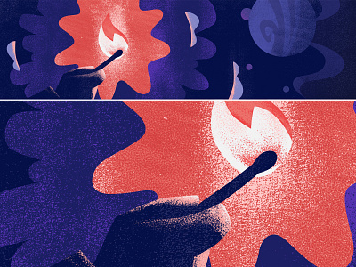 It begins with a spark flame illustration space textured