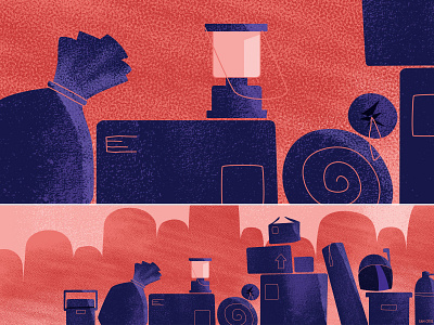 Packing all the things boxes camping illustration packing textured