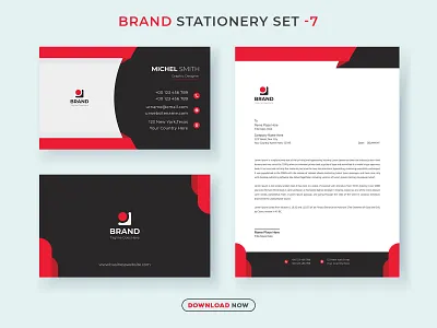 Brand Identity Set and Stationery Design ads branding business business card corporate creative design identity letterhead logo minimalist modern new print social stationery template vector