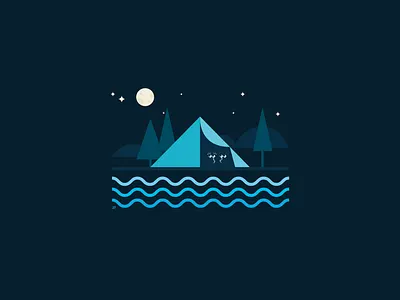 Camping under the stars camping illustration illustrator night stars water
