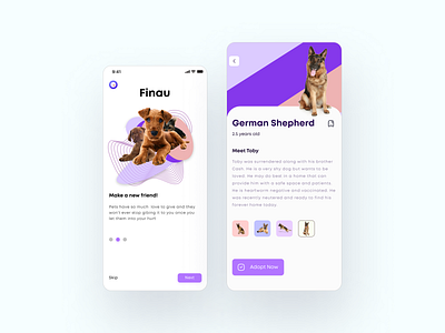 Mobile App - Pet adopt adoption application animals app application care animal clean design concept design dog shelter dogs minimal mobile mobile app mobile ui pet pet adoption pets product design ui ux