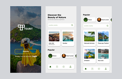 TOURIT andriod app design illustration interface ios login mobile typography ui user experience