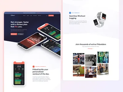 Fitbod - Homepage branding clean design fitness fitness app flat graphic design homepage homepage design icon identity illustration logo ui website website design