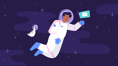 Email: the future of messaging (Shortwave) astronaut bird email future illustrations space