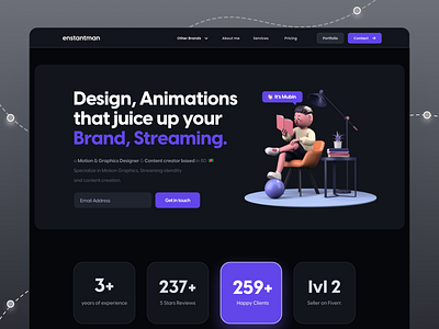 Dark Mode - Personal Portfolio hero section design blue home page