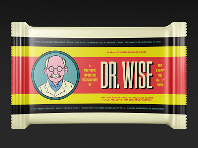 Dr. Wise Nootropic Food Bars adobe illustrator brand branding concept design food packaging graphic design illustration logo logos nootropic package design packaging product design retail