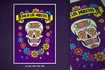 Dia De Los Muertos Design with Sugar Skull banner banners clipart death design family graphic graphic design graphic illustration graphics graphics resources holiday illustration mexico skull sugar web web design web header website