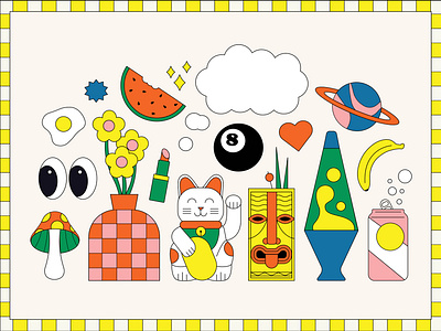 👀 banana cat checkerboard color egg emoji eyes flat flowers illustration lava lamp mushroom prompts soda space tiki vase vector waving cat