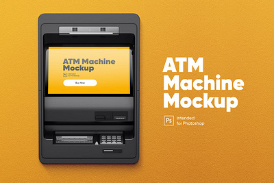 ATM Machine Mockup atm background brand branding cash cashpoint commercial design editable illustration logo logotype machine mockup money pay payment presentation ui