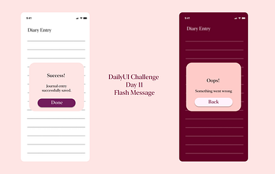 DailyUI Challenge Day 11 Flash Message app design feminine ui