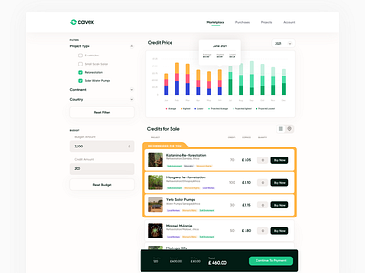 Carbon value exchange Marketplace page branding marketplace ui ux web webapp