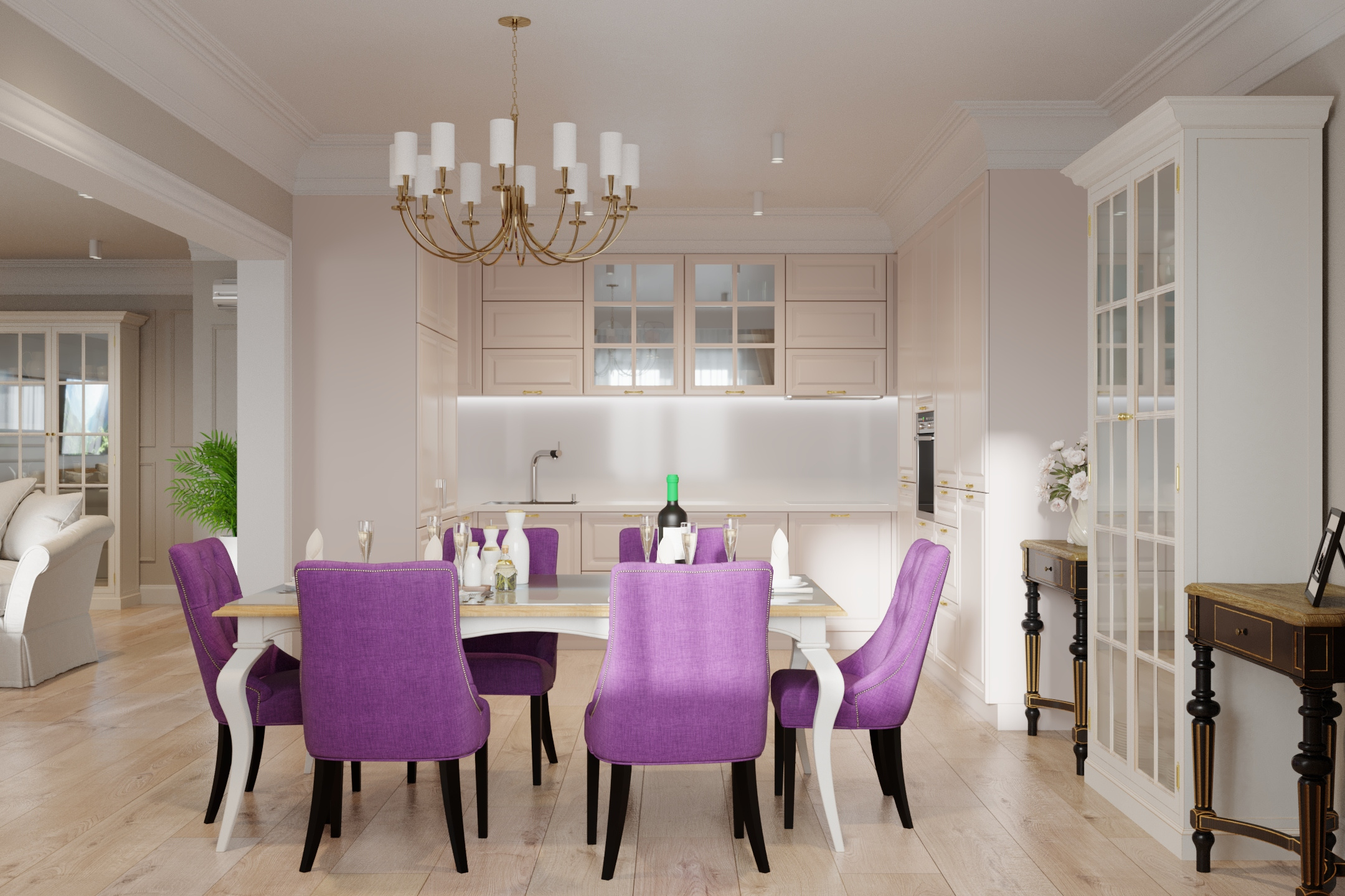Example of Apartment visualization. American classic style.