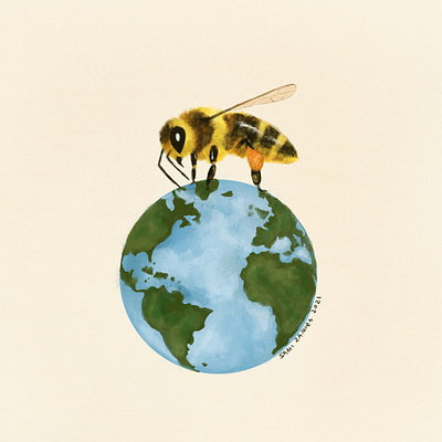 Who run the world? BEES! animal illustration bees bumblebees conservation design illustration planet earth procreate