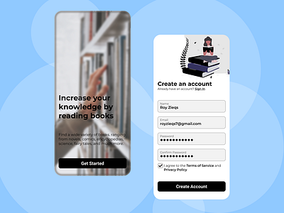 Sign Up Page app app design book app create account design design app login mobile mobile app mobile design reading book sign in sign up ui ui design