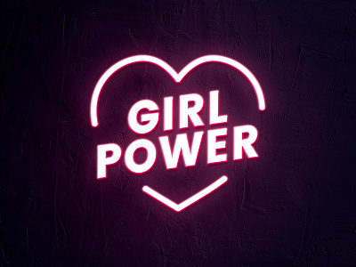 Neon PSD Logo Effect | Girl Power Badge adobe aesthetic badge brand identity branding design feminism girl power graphic design grl pwr heart illustrator logo neon design photoshop pink psd vector visual identity women empowerment